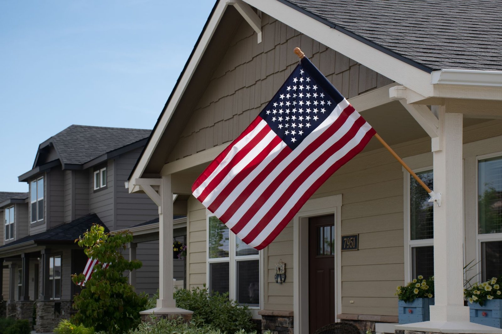 American flag at a veteran family home, representing SSDI and VA disability support for mesothelioma